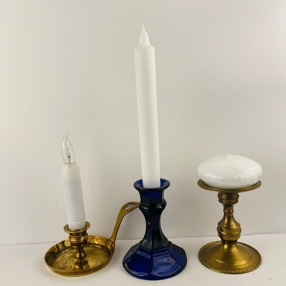 Cobalt glass candle holder small angular - Picture 9 of 10